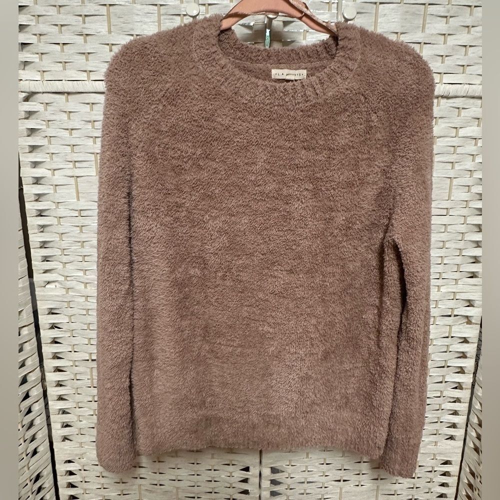 PAC Sun L.A. Hearts soft/fuzzy‎ crew neck pullover ladies xs dusty rose
